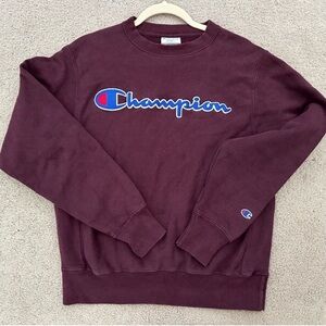 Vintage 1970s Champion Deep Purple Reverse Weave Oversized Logo Sweatshirt